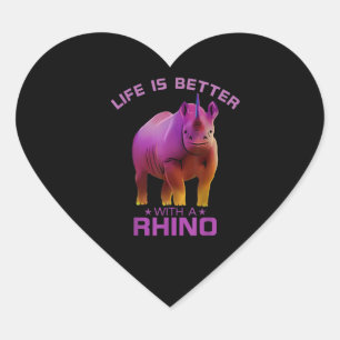 Adesivo Coração A Vida É Melhor Com Um Rhino Rhino Lover
