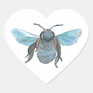 Adesivo Coração Abeja Carpinteira Selvagem Voando