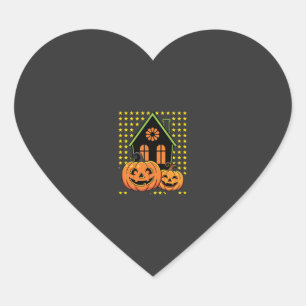 Adesivo Coração Abóbora de Halloween Casa Assombrada Estrela Fofa