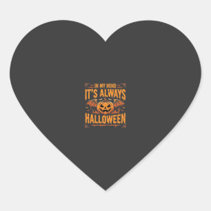 Adesivo Coração Abóbora de Halloween sempre Morcego Vetor Design_1