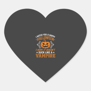 Adesivo Coração Abóbora de Vampiro de Halloween Engraçado