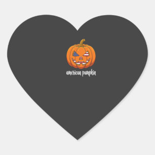 Adesivo Coração Abóbora Patriótica Americana Halloween Jack O Lant