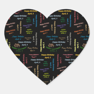 Adesivo Coração Abril, 5 Aniversário