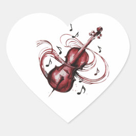 Adesivo Coração Abstract violin heart-shaped stickers