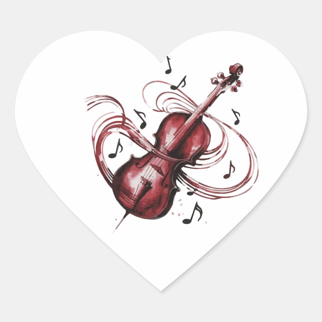 Adesivo Coração Abstract violin heart-shaped stickers (Frente)