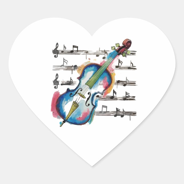 Adesivo Coração Abstract violin heart-shaped stickers (Frente)