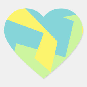 Adesivo Coração Abstrato Art Turquoise Azul