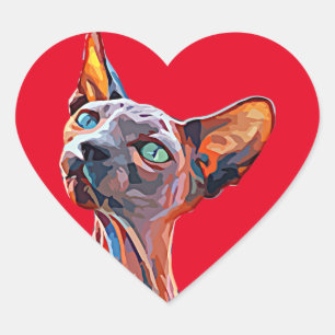 Adesivo Coração Abstrato de gato sem cabeça Arte Colorida