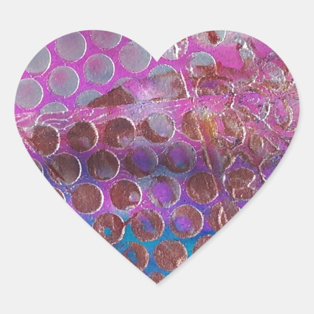 Adesivo Coração Abstrato de ponto colorido (Frente)