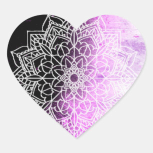Adesivo Coração Abstrato roxo bonito da mandala