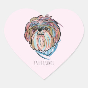 ADESIVO CORAÇÃO ADICIONAR O PRÓPRIO TEXTO SHIH TZU WATERCOLOR DE