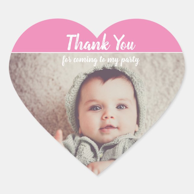 Adesivo Coração Adicione Sua Própria Foto Aniversário Obrigado Sti (Frente)