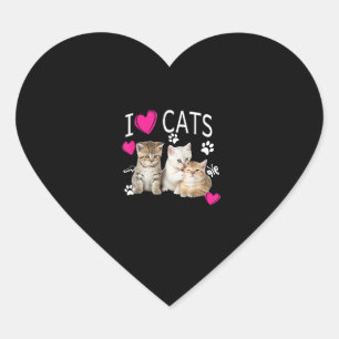 Adesivo Coração Adoro Camisas De Gatos - Amante De Gatos - Adoro G