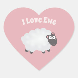 Adesivo Coração Adoro Ewe Kawaii Cute Animal Engraçado Humor Rosa