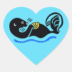 Adesivo Coração Adoro ÓTTEROS do Mar - Vida Selvagem - Natureza - 
