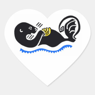 Adesivo Coração Adoro ÓTTEROS do Mar - Vida Selvagem - Natureza - 