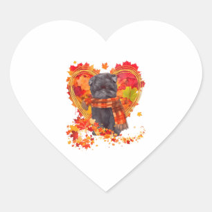 Adesivo Coração Affenpinscher Com Coração Feita De Folhas De Outon