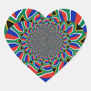 Adesivo Coração África do Sul: Dança Assustadora de Cores Nacionai