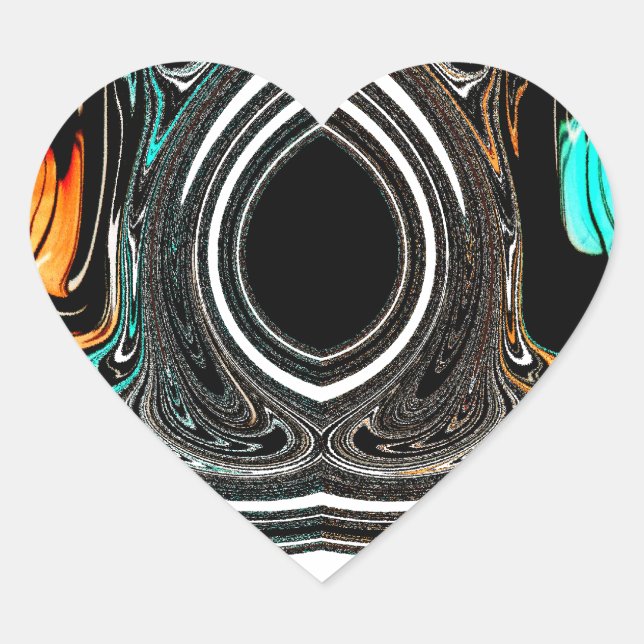 Adesivo Coração African Ethnic Doodle Zebra texturou Art Impressão (Frente)