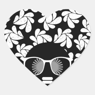 Adesivo Coração Afro Diva Preto e Branco