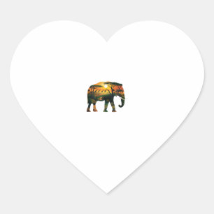 Adesivo Coração Afro-elefante Sunset Safari Natureza Amadurece Cam