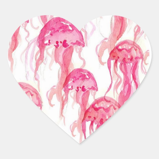 Adesivo Coração Água-Vidro Rosa Cria Oceânica Criatura (Frente)