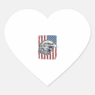 Adesivo Coração Águia Patriótica Bandeira Americana Gravura Vintag