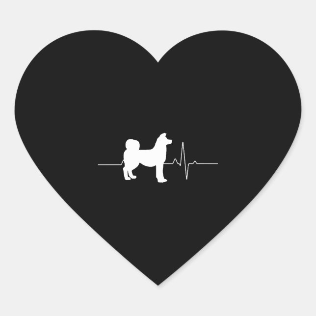Adesivo Coração Akita Heartbeat (Frente)