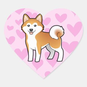 Adesivo Coração Akita Inu/amor de Shiba Inu