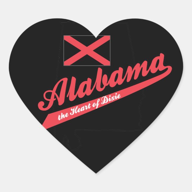 Adesivo Coração Alabama Coração de Dixie (Frente)