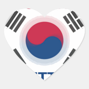 Adesivo Coração Alegre arte com a bandeira coreana "Tenha um bom d