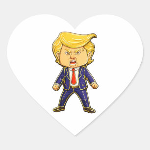 Adesivo Coração Alfinete de Lapela Trump Feliz Chibi Cartoon Meme