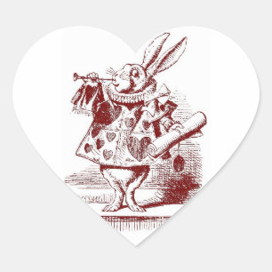 Adesivo Coração Alice no País das Maravilhas Coelho Branco com tr