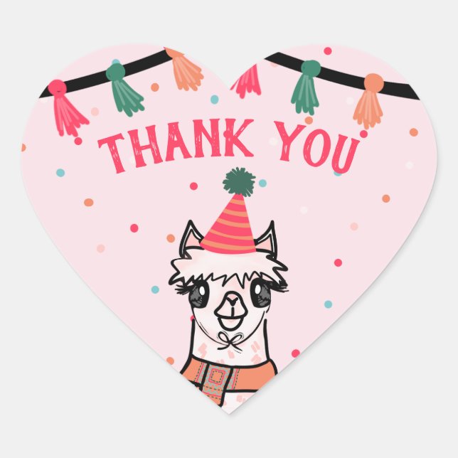 Adesivo Coração Alpaca Fiesta Birthday (Frente)