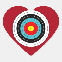 Adesivo Coração Alvo de Arqueiros Esportivos no Coração Vermelho E