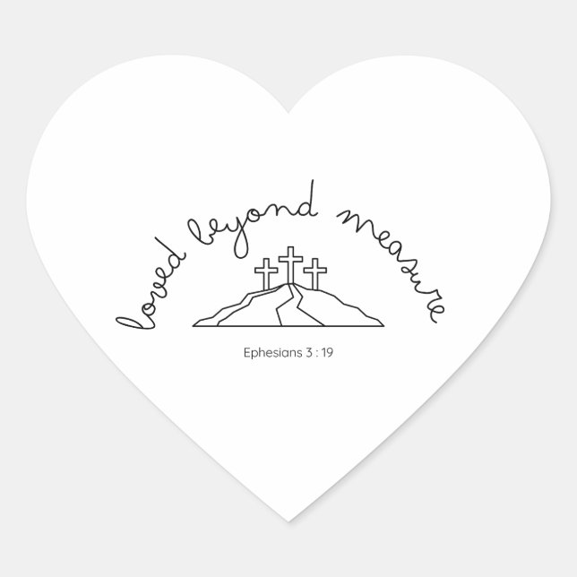 Adesivo Coração Amado além da medida Sticker Christian Faith Bíbli (Frente)