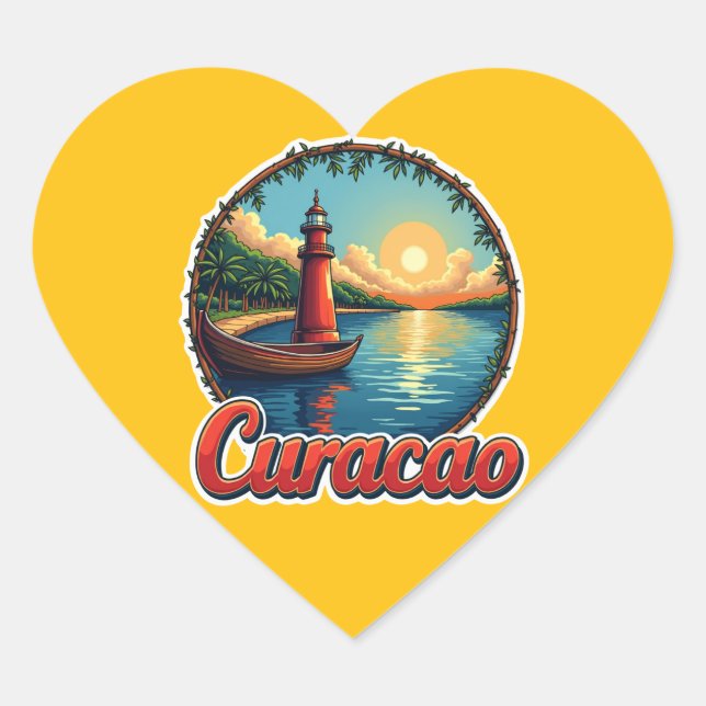 Adesivo Coração Amando curaçao abc ilha (Frente)