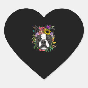 Adesivo Coração Amantes de Cães Primaveras Naturais de Boston Ter