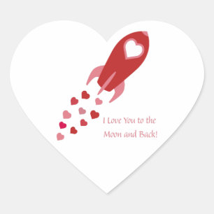 Adesivo Coração Ame-te à Lua e à Nave do Foguete