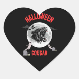 Adesivo Coração american cougar on halloween night with crows