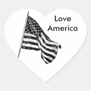 Adesivo Coração American Flag Sketch Custom Heart Sticker