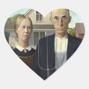 Adesivo Coração American Gothic por Grant DeVolson Wood
