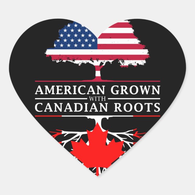 Adesivo Coração American Grown com canadense Roots Canada Design (Frente)