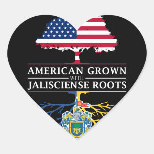 Adesivo Coração American Grown com Jalisciense Roots Jalisco