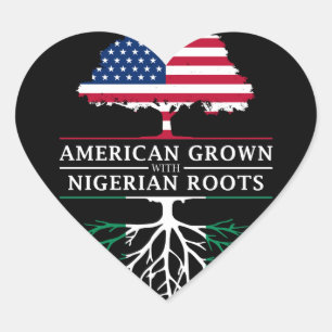 Adesivo Coração American Grown com Raízes nigerianas na Nigéria