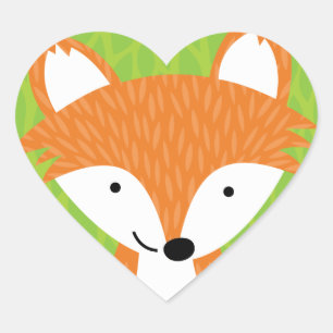 Adesivo Coração Amigos pequenos manhosos da floresta Fox