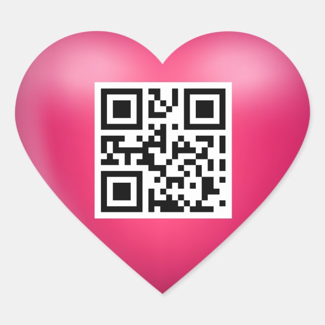 Adesivo Coração Amo-Te Código QR Rosa (Frente)