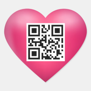 Adesivo Coração Amo-Te Código QR Rosa