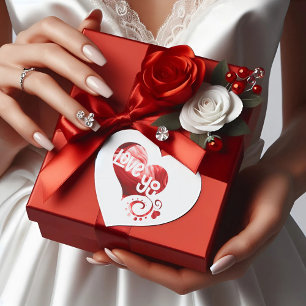 Adesivo Coração Amo-te o Namorados de Coração Vermelho Marble Stic