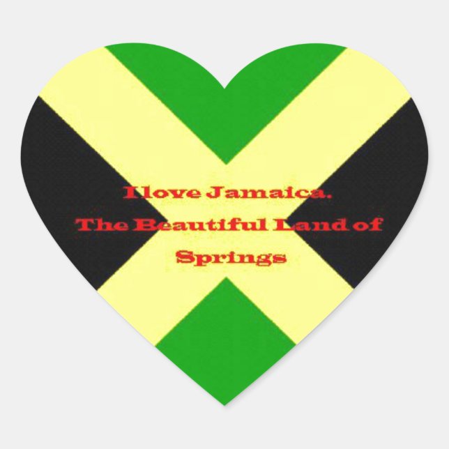 Adesivo Coração Amo Texto Jamaica no Flag Art Impressão (Frente)